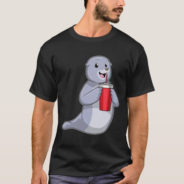 Camiseta Sello con taza de bebida (Anverso)
