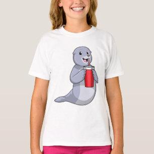 Camiseta Sello con taza de bebida