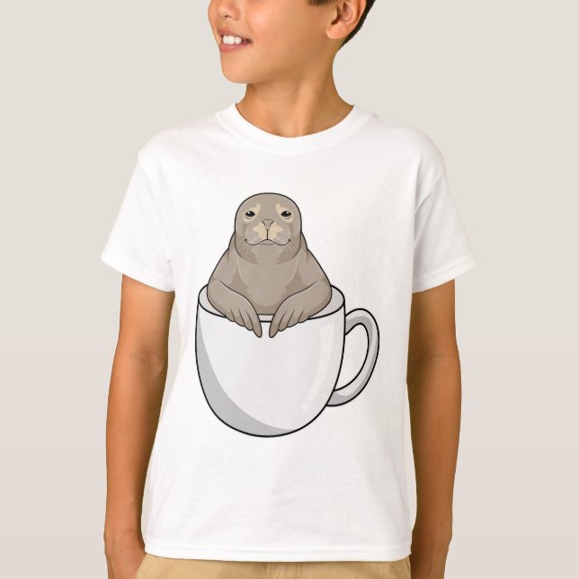 Camiseta Sello con taza de café (Anverso)