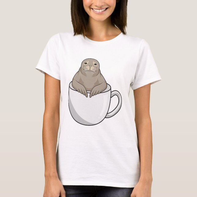 Camiseta Sello con taza de café (Anverso)
