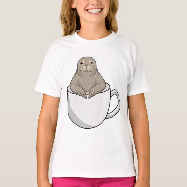 Camiseta Sello con taza de café (Anverso)