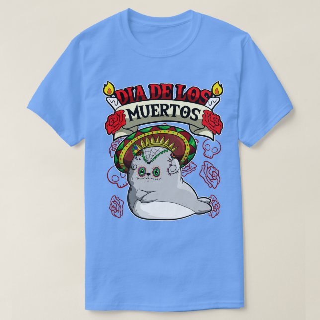 Camiseta Sello de animales Dia De Los Muertos (Diseño del anverso)