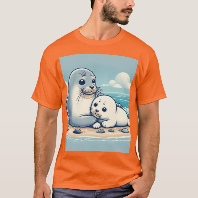 Camiseta "Sello de bebé adorable con mamá - Amor oceánico" (Anverso)