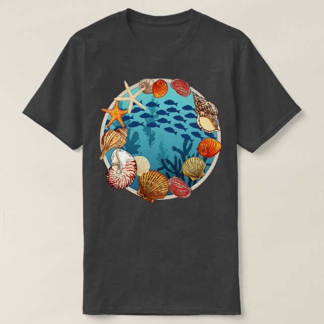 Camiseta Sello de conchas marinas (Diseño del anverso)