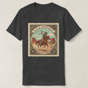 Camiseta Sello de Correos Antiguo Vaquero del Salvaje Oeste