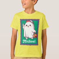Sello de nombre de niños fantasma de Halloween