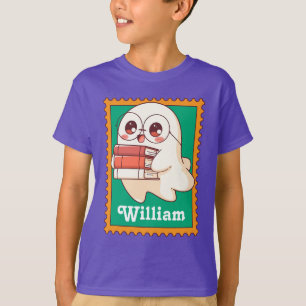 Camiseta Sello de nombre libresco de lectura de fantasmas d