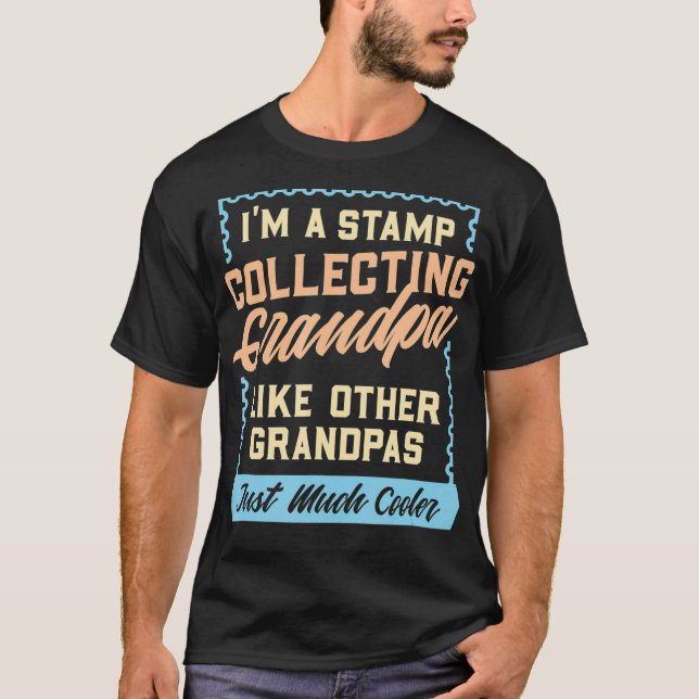 Camiseta Sello masculino coleccionista de abuelo Philatelis (Anverso)
