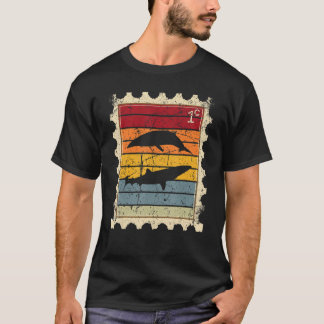 Camiseta Sello Postal Con Ballenas Atardecer