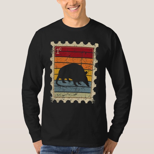 Camiseta Sello Postal Con Un Armadillo De Atardecer (Anverso)