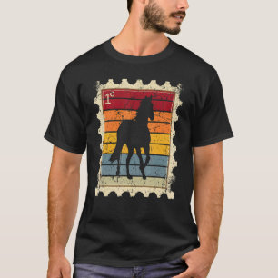 Camiseta Sello Postal Con Un Caballo Atardecer