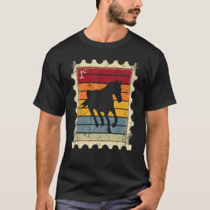 Camiseta Sello Postal Con Un Caballo Atardecer 1