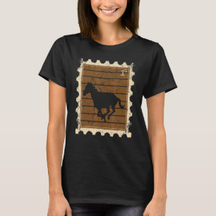 Camiseta Sello Postal Con Un Caballo Corriendo