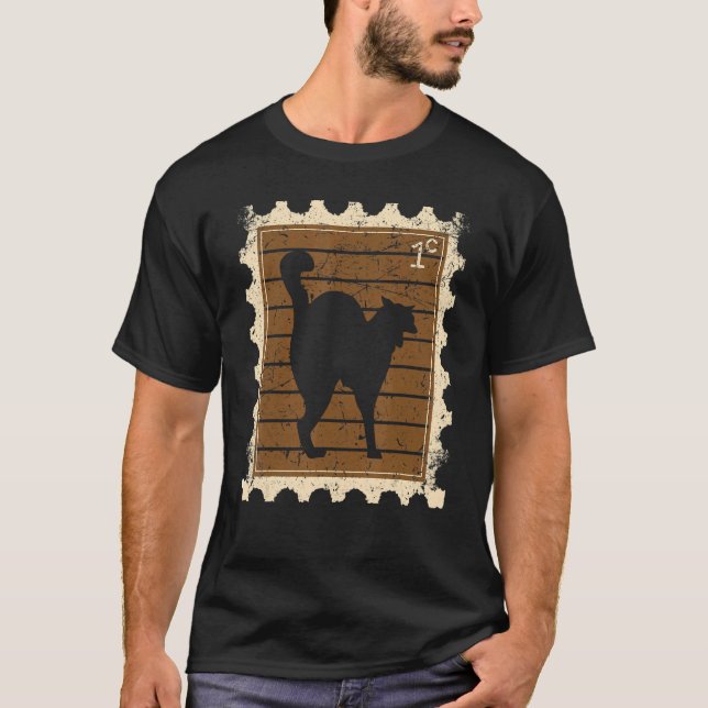 Camiseta Sello Postal Con Un Gato (Anverso)