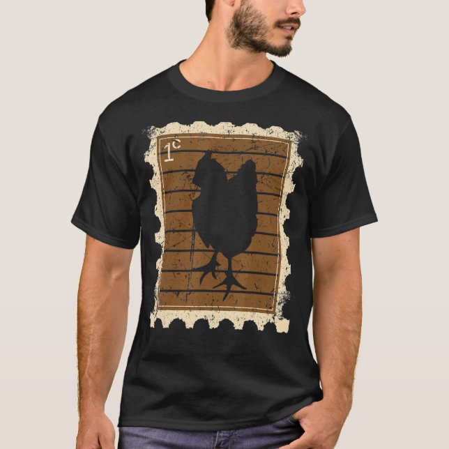 Camiseta Sello Postal Con Un Pollo (Anverso)