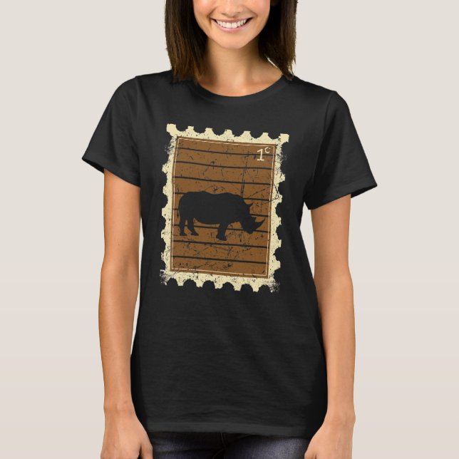 Camiseta Sello Postal Con Un Rinoceronte (Anverso)