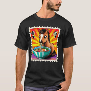 Camiseta Sello postal de arte japonés pop adorable potro de