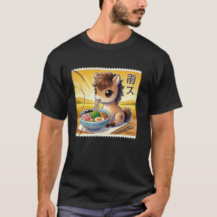 Camiseta Sello postal de arte japonés Pop caballo lindo pot