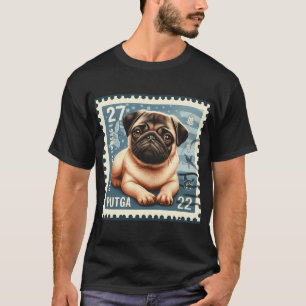 Camiseta Sello postal de perro Pug
