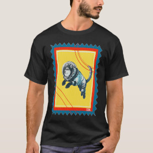 Camiseta Sello Postal Espacio Husky Siberiano Perro Astrona