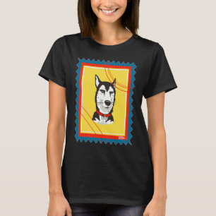 Camiseta Sello Postal Perro Husky Antiguo