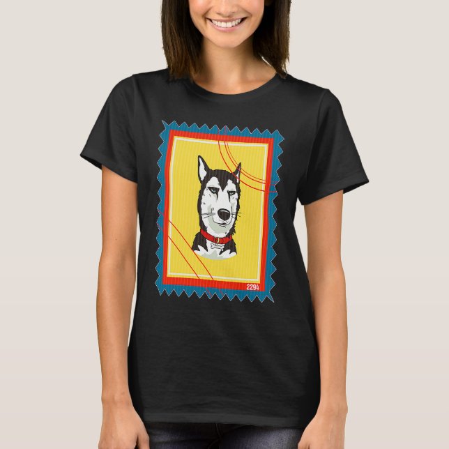 Camiseta Sello Postal Perro Husky Antiguo (Anverso)