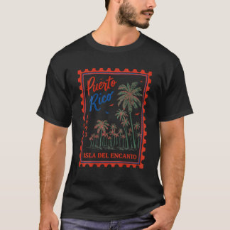 Camiseta Sello Postal Vintage de Puerto Rico Retro Playa En