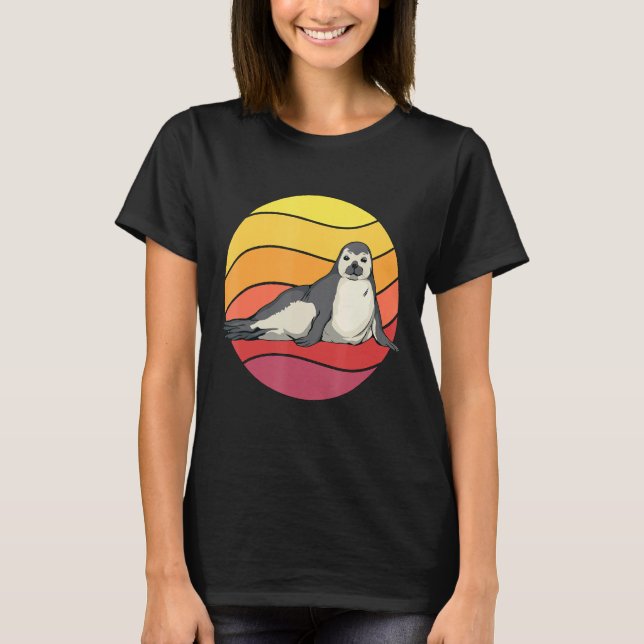 Camiseta Sello retro de focas de perro del mar de sol (Anverso)