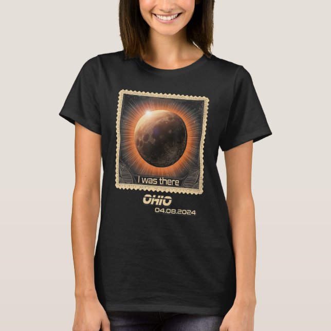 Camiseta Sello retro Eclipse solar total 2024 Ohio (Anverso)