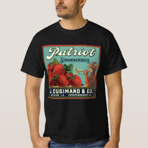 Camiseta Sello Vintage Fruit Label Art Patriot Strawberries