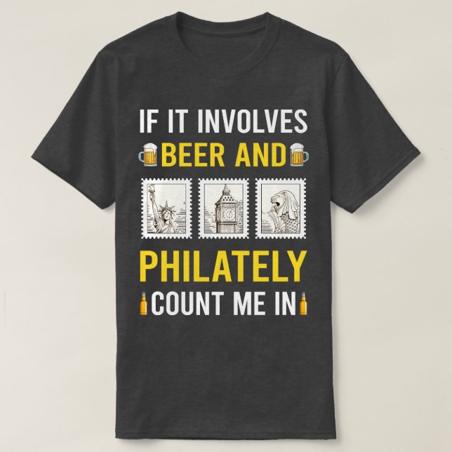 Camiseta Sellos De Sello De Cerveza Y Filatología (Diseño del anverso)