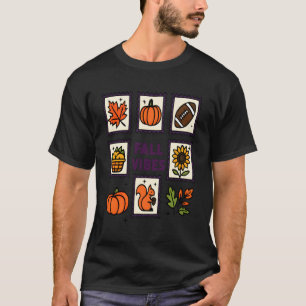 Camiseta Sellos Postales Otoñales Ardilla Hojas de Otoño D