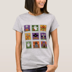 Camiseta Sellos Retro de Halloween Divertidos Sellos Vint