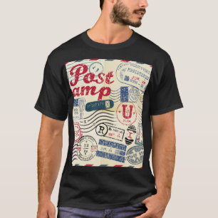 Camiseta Sellos retro post, colección vintage.