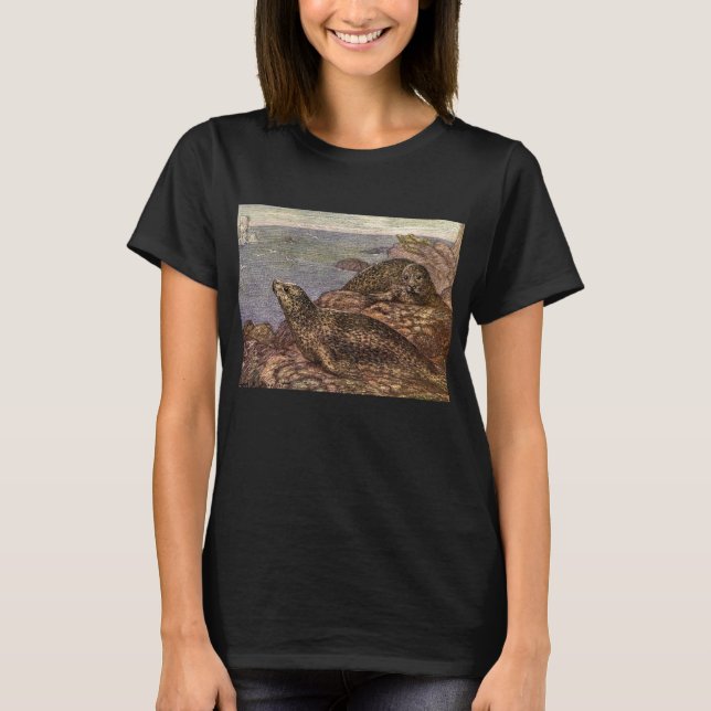 Camiseta Sellos Vintage Harbour, animales marinos del océan (Anverso)