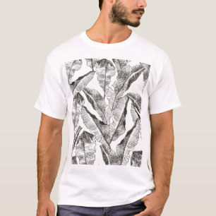 Camiseta Selva blanca negra: patrón de planta tropical