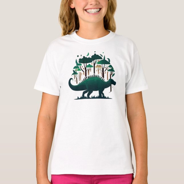 Camiseta Selva de Dinosaurio Verde Único (Anverso)