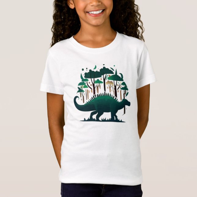 Camiseta Selva de Dinosaurio Verde Único (Anverso)