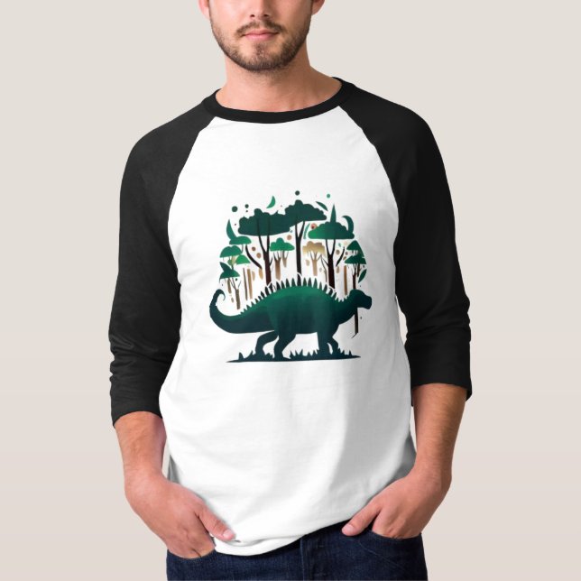 Camiseta Selva de Dinosaurio Verde Único (Anverso)