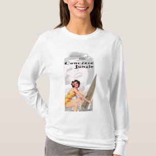 Camiseta selva del hormigón del chica de la acción
