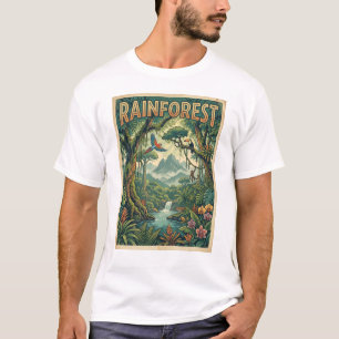 Camiseta selva estilo retro de selva tropical