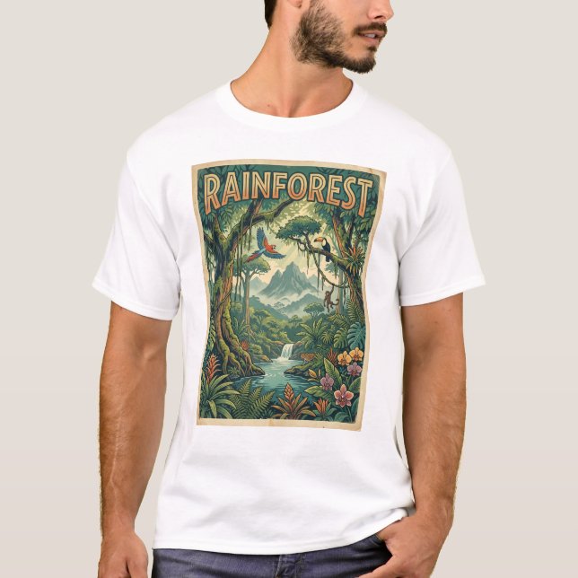 Camiseta selva estilo retro de selva tropical (Anverso)