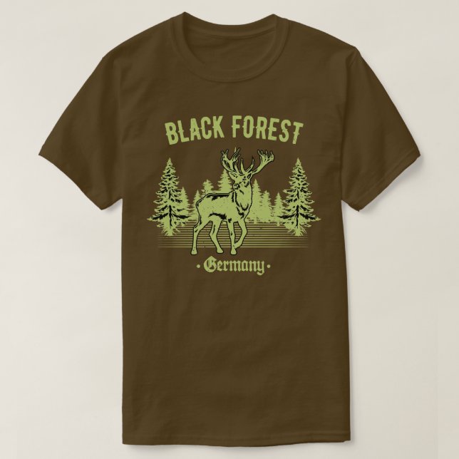 Camiseta Selva Negra Alemania ciervo con árboles Swabia (Diseño del anverso)