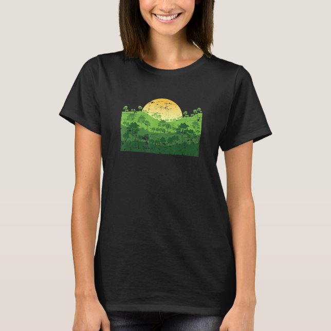 Camiseta Selva silvestre Árboles colinas Paisaje al aire li (Anverso)