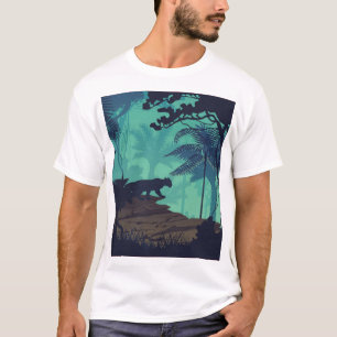 Camiseta Selva tropical, fondo de la noche jaguar.