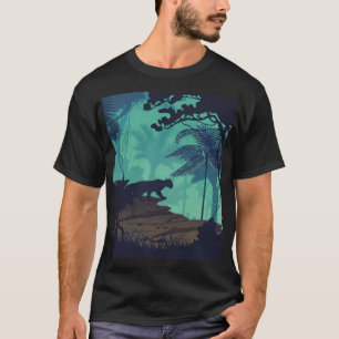 Camiseta Selva tropical, fondo de la noche jaguar.