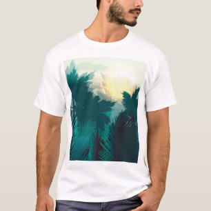 Camiseta Selva tropical: Paisaje matutino vintage.