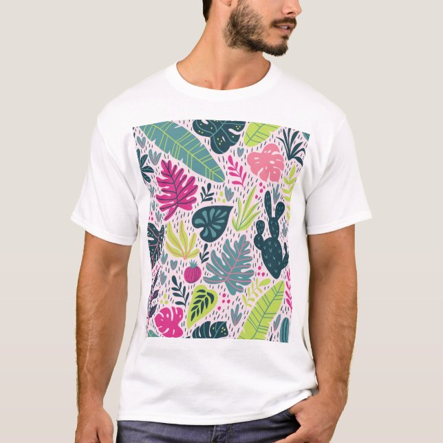 Camiseta Selva tropical silvestre, patrón repetido vintage (Anverso)