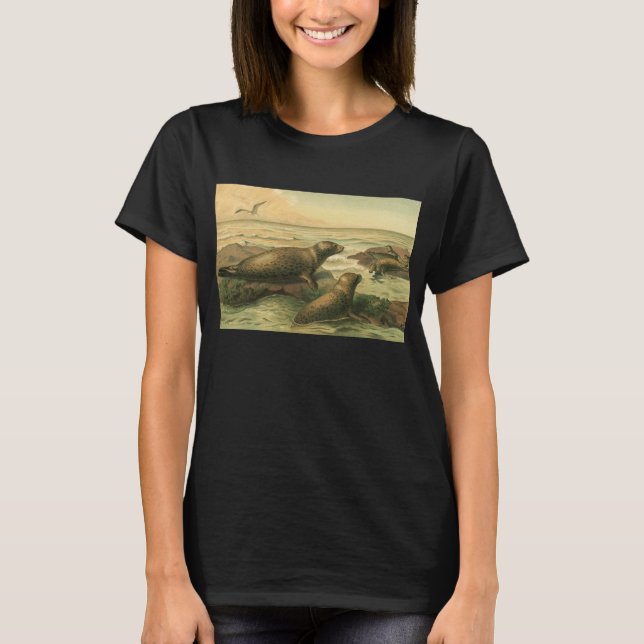 Camiseta Selvas de leopardo, animales acuáticos vintage vid (Anverso)