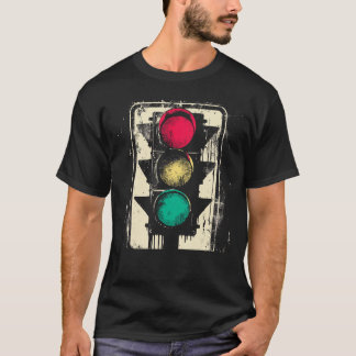 Camiseta Semáforo Vintage Parar Ir Rojo Amarillo Verde Seña